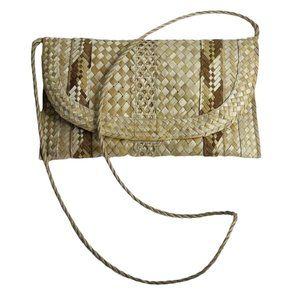 Wicker Style Straw Women's Purse Clutch Shoulder Bag Woven Lined 13" x 8"